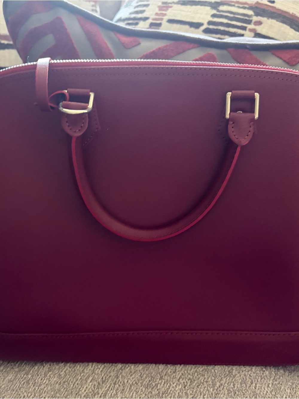 Classic Structured Women's Satchel Handbag in Deep Burgundy